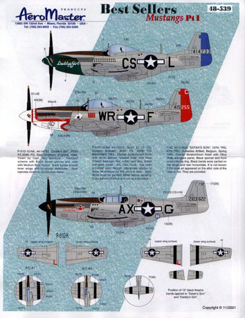 Microscale Decals 1/48 P-51B/C Mustang Black & White Invasion Stripes # MS48004 